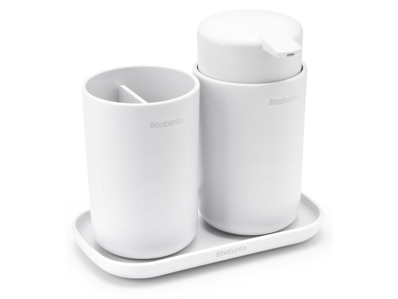 Brabantia Seifenspender-Set mit Zahnputzbecher und Schale Weiss