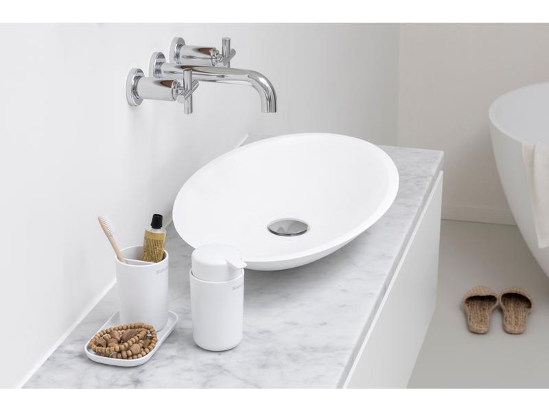Brabantia Seifenspender-Set mit Zahnputzbecher und Schale Weiss