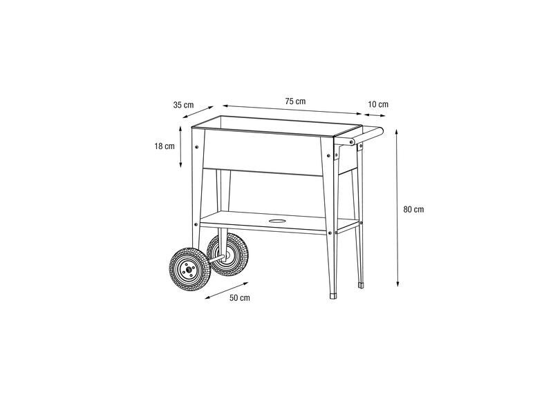 Herstera Hochbeet Urban Garden Trolley, 75 x 35 x 80 cm, Oak Green