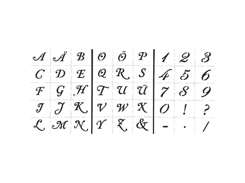 Creativ Company Schriftschablone Buchstaben und Zahlen 3 Blatt