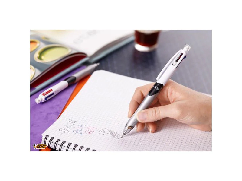 BIC Kugelschreiber 4 Colours 3+1 HB mit Minenbleistift, 12 Stück