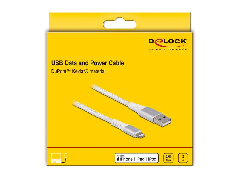 Delock USB 2.0-Kabel USB A - Lightning 3 m