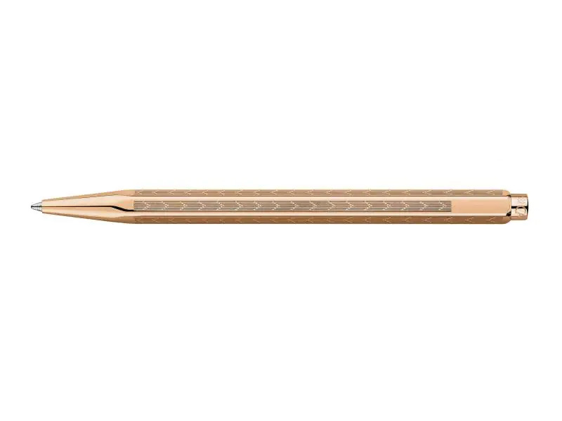 Caran d'Ache Kugelschreiber Ecridor Chevron Roségold 1 mm, Blau