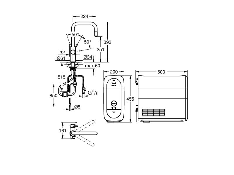 GROHE Küchenarmatur Blue Home U-Auslauf, Starter Kit, Chrom