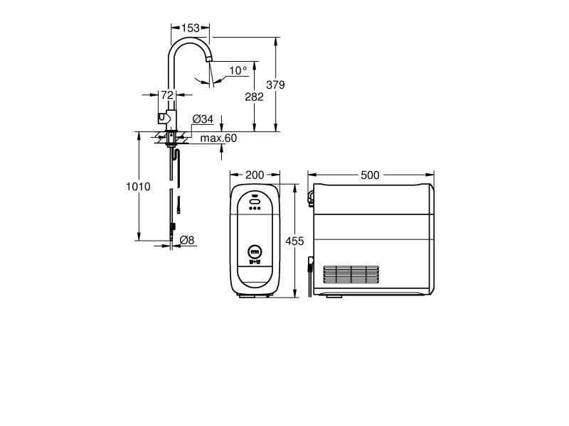 GROHE Küchenarmatur Blue Home Mono  , Starter Kit, Chrom