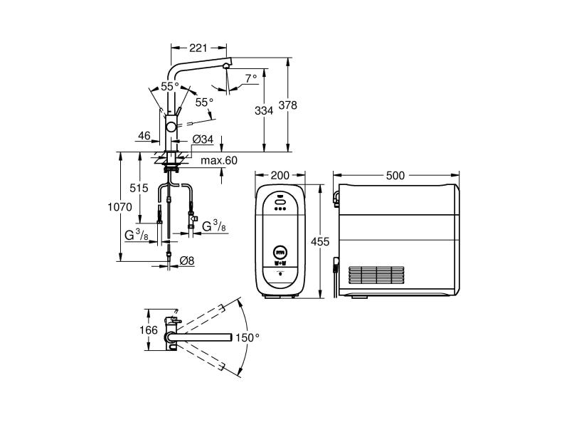 GROHE Küchenarmatur Blue Home L-Auslauf, Starter Kit, Chrom