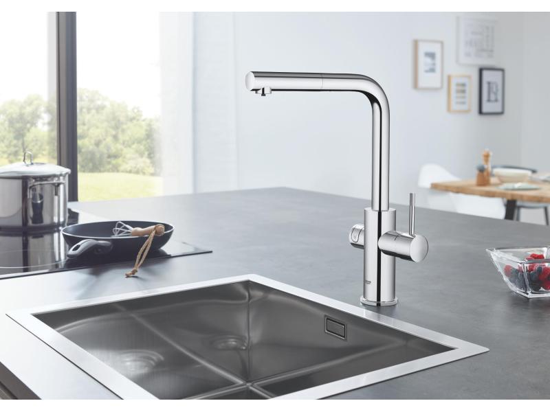 GROHE Küchenarmatur Blue Home L-Auslauf, Starter Kit, Chrom