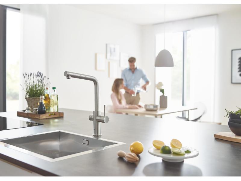 GROHE Küchenarmatur Blue Home  L-Auslauf, Starter Kit, Supersteel