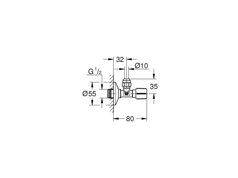 GROHE Eckventil 1/2, 3/8