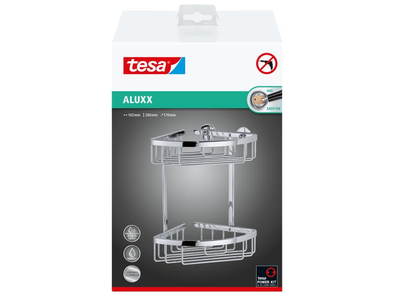 tesa Bad-Utensilienhalter Aluxx Eckablagekorb, zweistöckig