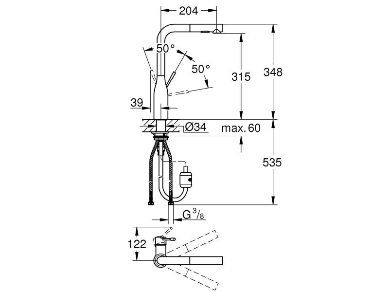 GROHE Küchenarmatur Essence L-Auslauf