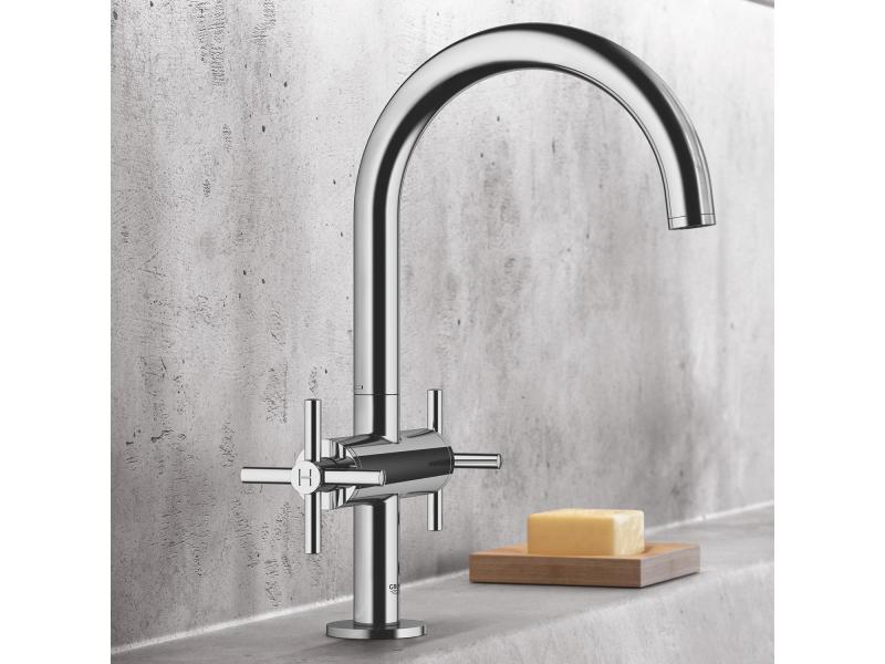 GROHE Lavaboarmatur Atrio L-Size 1/2, Chrom, Kreuzgriffe