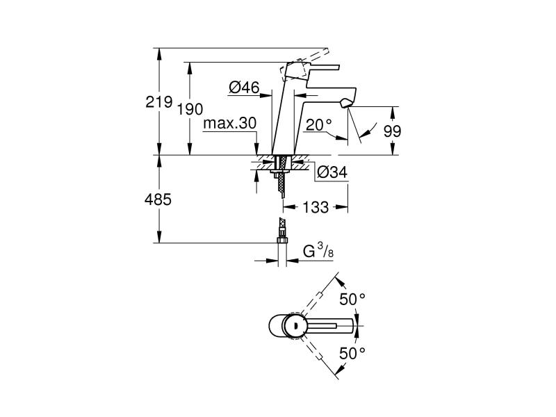 GROHE Lavaboarmatur Concetto M-Size 1/2, Chrom