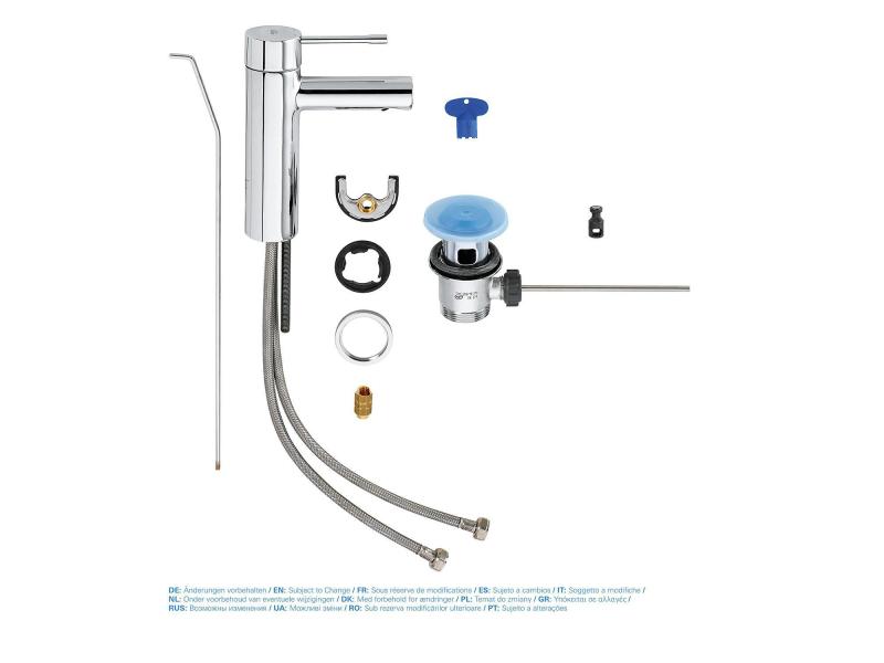 GROHE Lavaboarmatur Essence S, 1/2, Chrom, mit Zugstange, gerade