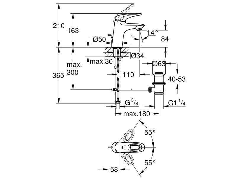 GROHE Lavaboarmatur Eurostyle S-Size, Chrom, offener Griff