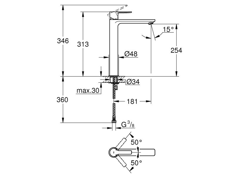GROHE Lavaboarmatur Lineare XL-Size 1/2, Chrom