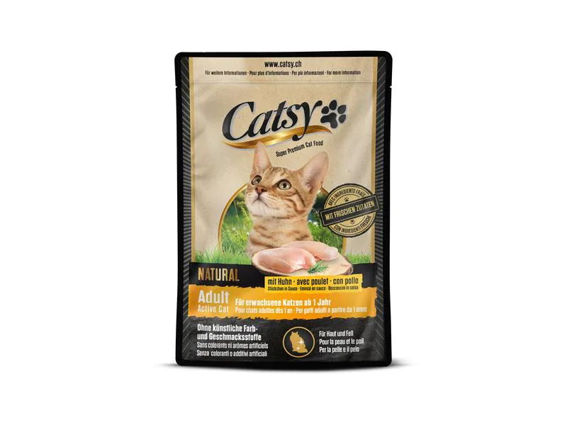 Catsy Nassfutter Adult Active Cat Chicken, 12 x 85 g