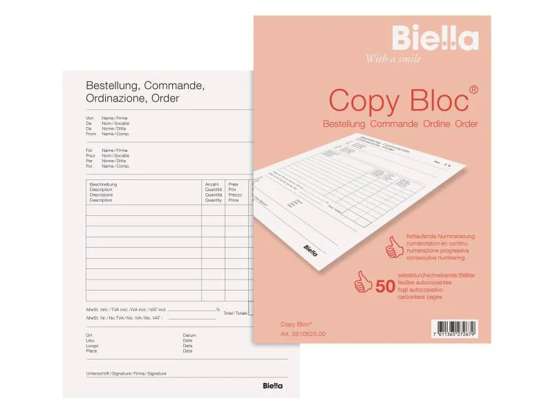 Biella Durchschreibeblock Copy Block A5 Bestellschein