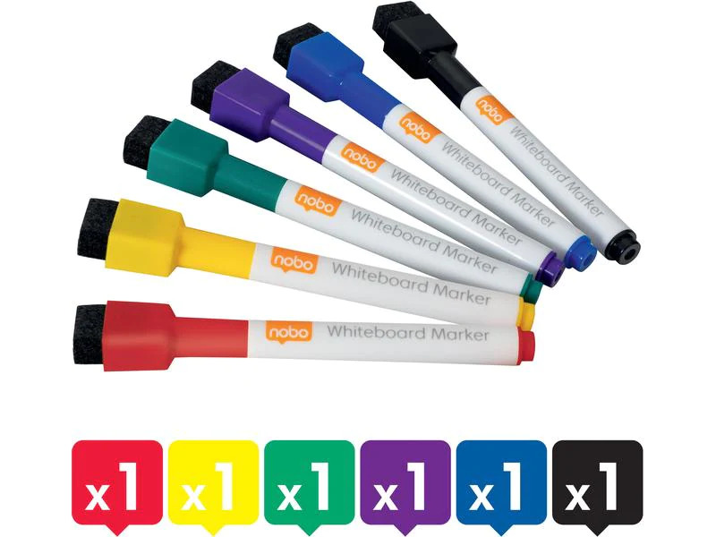 Nobo Whiteboard-Marker 6 Stück Assortiert
