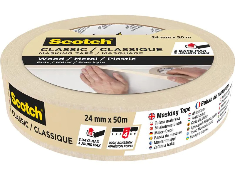 3M Malerabdeckband Scotch Classic 2450 24 mm x 50 m, Beige