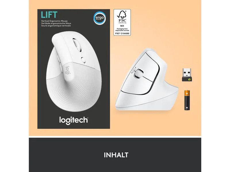 Logitech Ergonomische Maus Lift for Business Off-white
