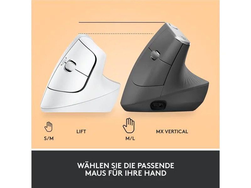 Logitech Ergonomische Maus Lift for Business Off-white
