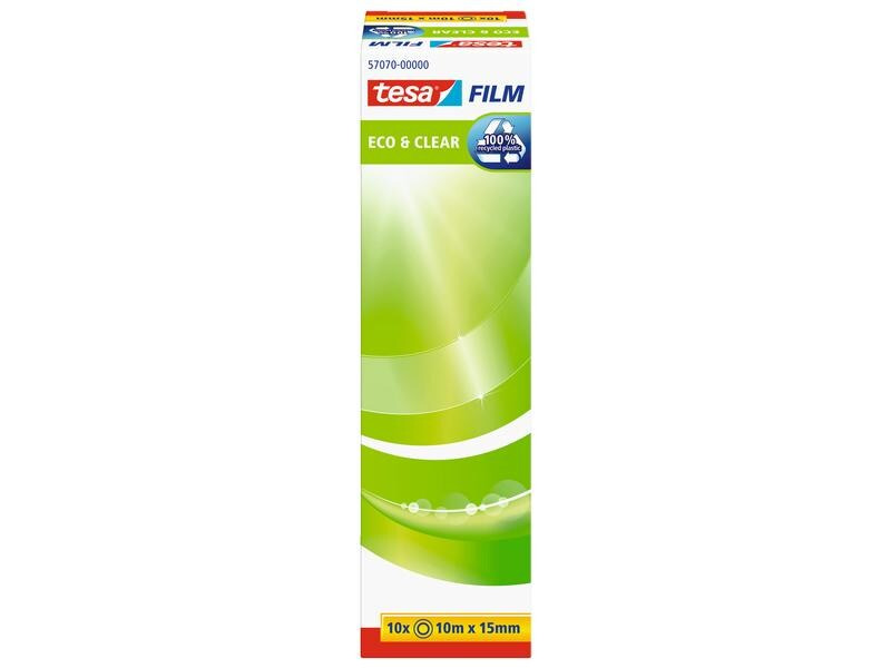 tesa Klebeband Eco&amp;Clear 15 mm x 10 m, Transparent, 10 Rollen