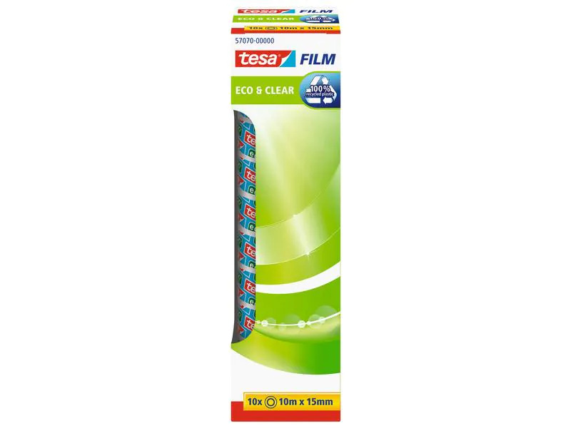 tesa Klebeband Eco&amp;Clear 15 mm x 10 m, Transparent, 10 Rollen