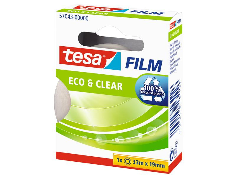 tesa Klebeband Eco&amp;Clear 19 mm x 33 m, Transparent