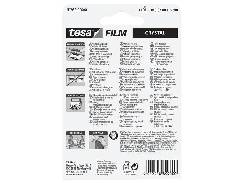 tesa Klebeband crystal 19 mm x 33 m, Transparent