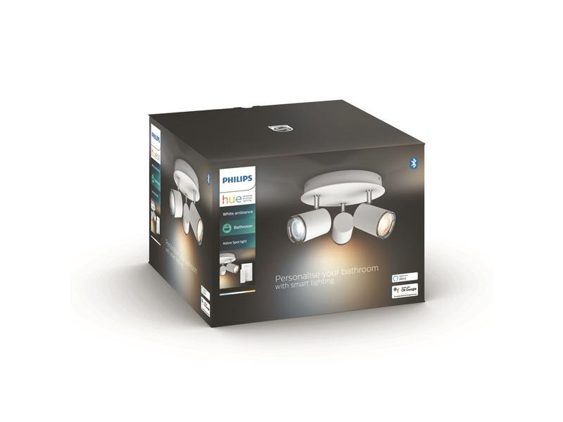 Philips Hue Badezimmerleuchte White Ambiance Adore, 3 x GU10, Weiss, BT