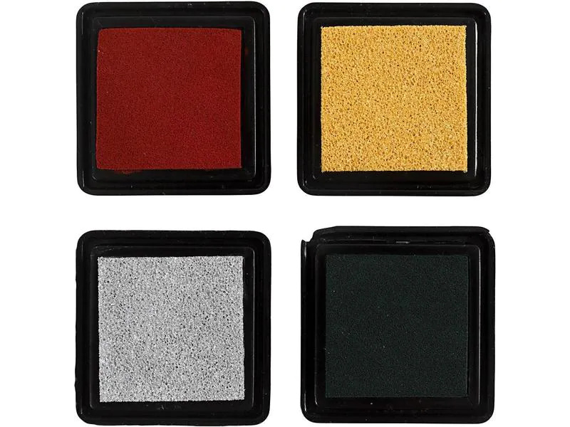 Creativ Company Stempelkissen Ink Pad Gold, Grün, Rot, Silber