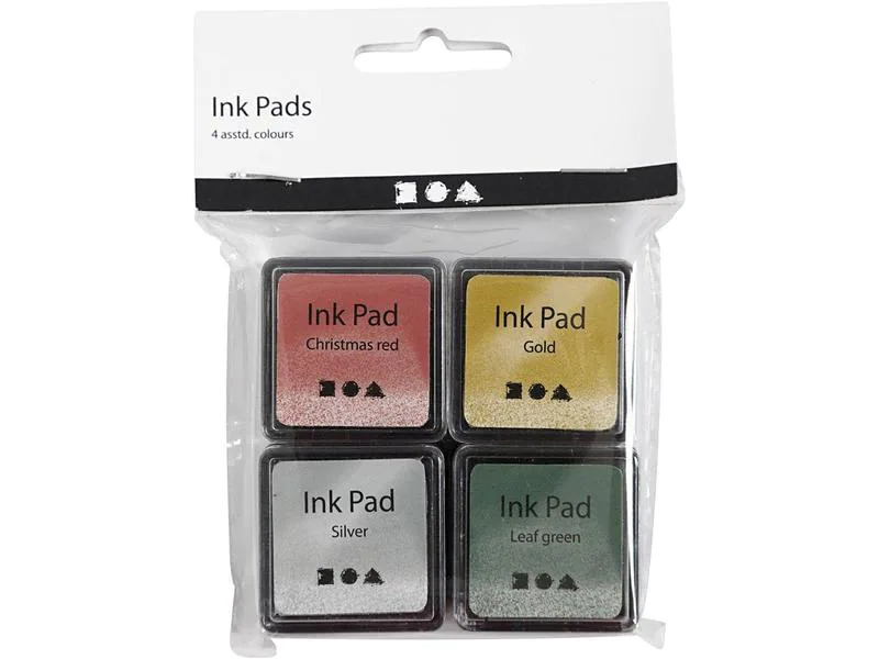 Creativ Company Stempelkissen Ink Pad Gold, Grün, Rot, Silber