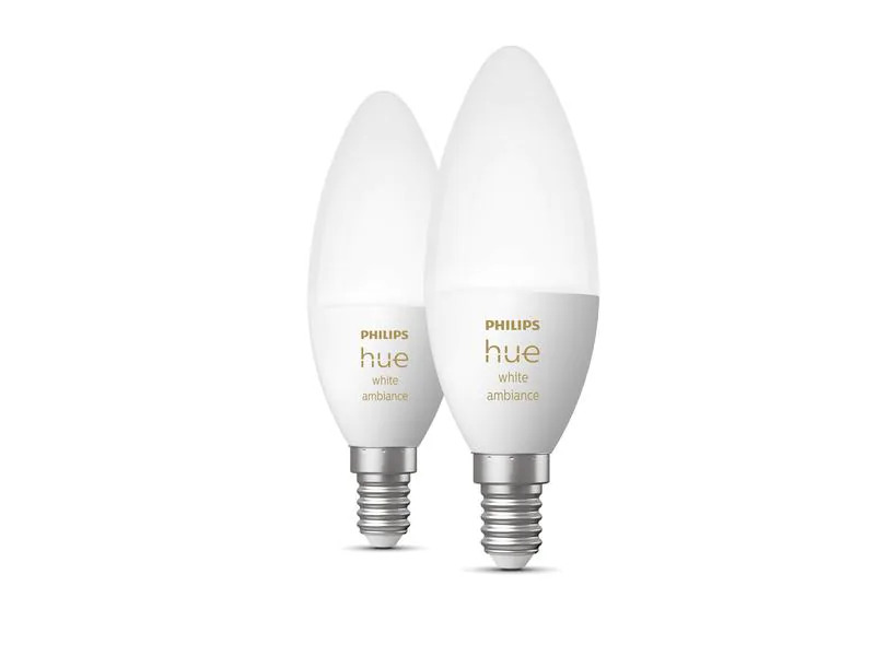 Philips Hue Leuchtmittel White Ambiance, E14, 2 Stück, Bluetooth