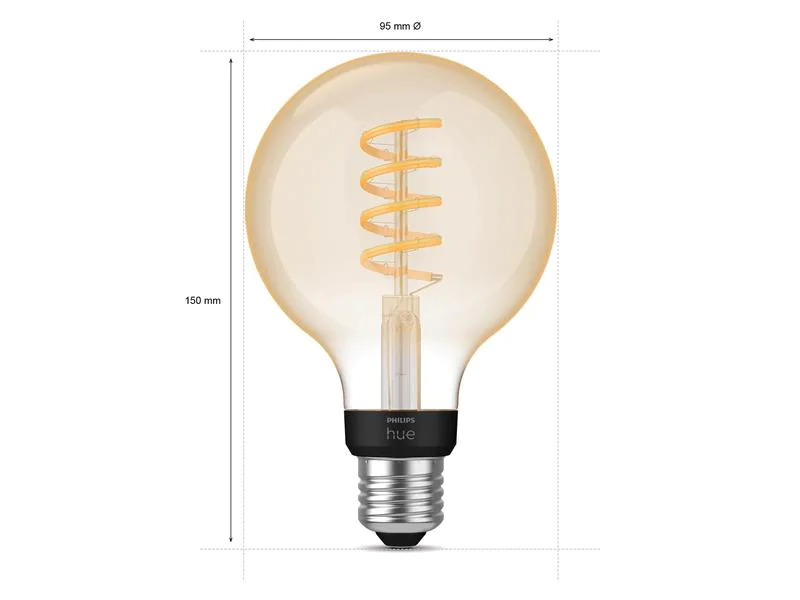 Philips Hue Leuchtmittel White Ambiance, E27, Filament, Globe, Bluetooth