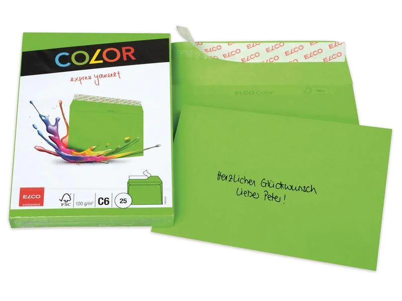 ELCO Couvert Color C6, Ohne Fenster, 25 Stück, Grün
