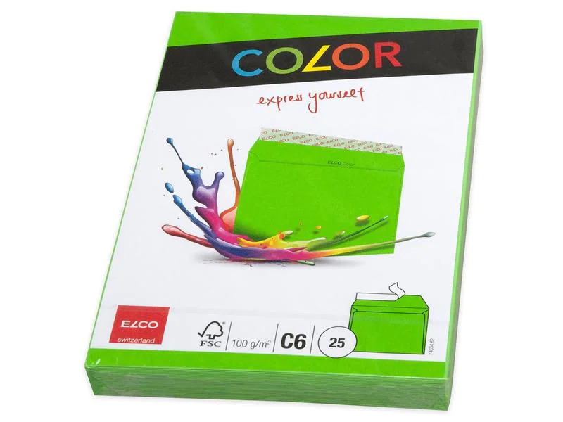 ELCO Couvert Color C6, Ohne Fenster, 25 Stück, Grün