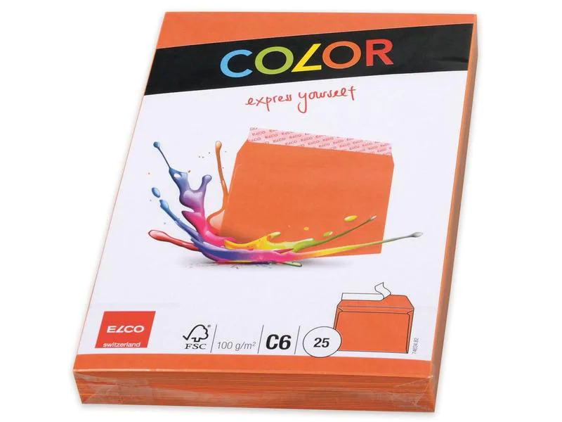 ELCO Couvert Color C6, Ohne Fenster, 25 Stück, Orange