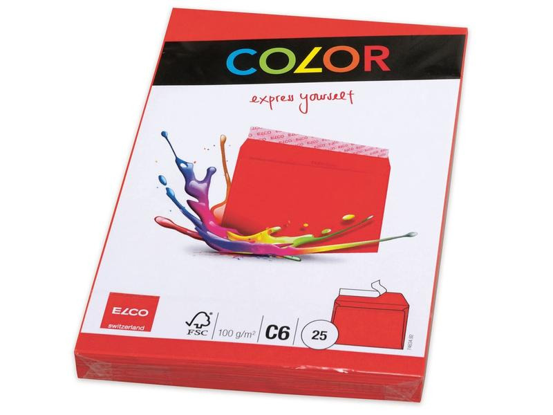 ELCO Couvert Color C6, Ohne Fenster, 25 Stück, Rot