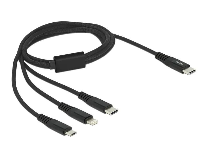 Delock USB-Ladekabel USB C - Lightning/Micro-USB B/USB C 1 m