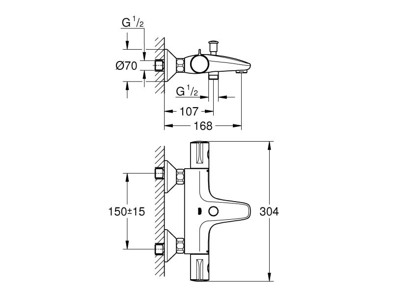 GROHE Badewannenarmatur Grohtherm 800 1/2, Chrom