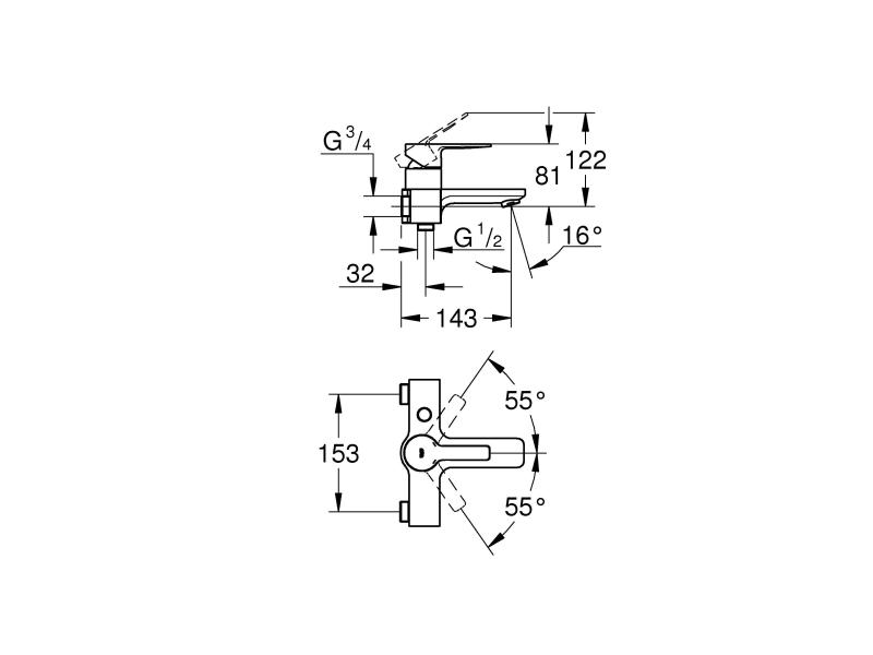GROHE Badewannenarmatur Lineare 1/2, Chrom