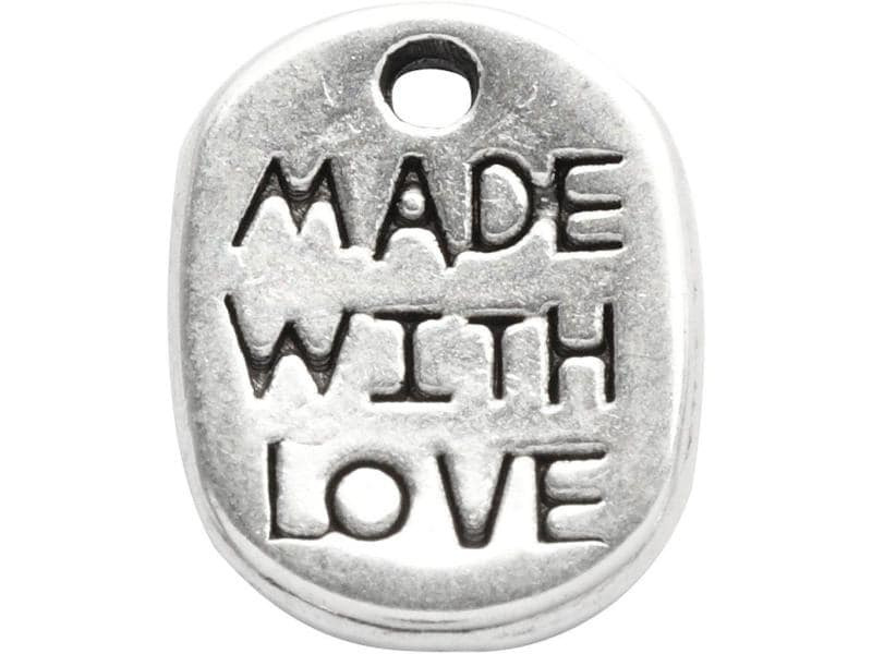 Creativ Company Anhänger MADE WITH LOVE 12 mm, versilbert, 10 Stk.