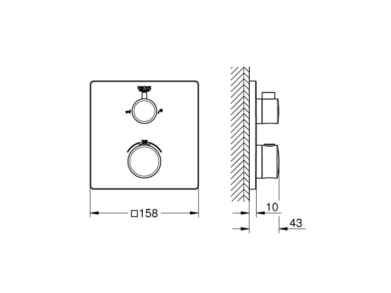 GROHE Thermostat Grohtherm 43 mm, Chrom