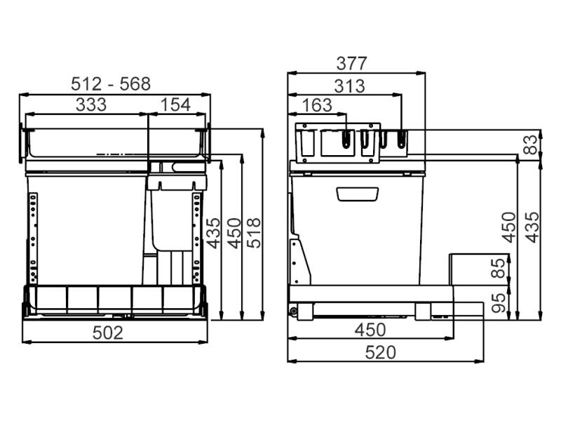 Müllex Abfalleimer BOXX 55/60-R Bio