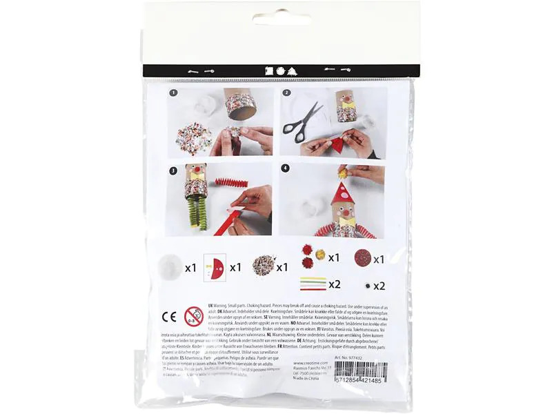 Creativ Company Bastelset Mini-WC-Papier-Rollen-Clown 7-teilig