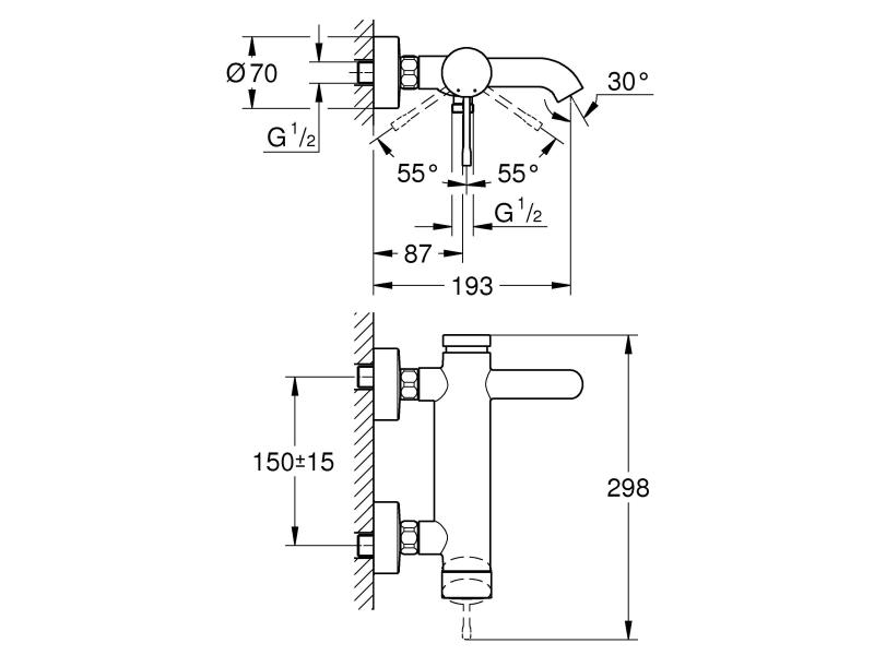 GROHE Badewannenarmatur Essence 1/2, Chrom
