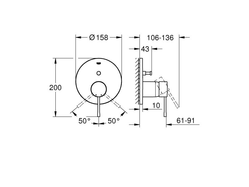 GROHE Badewannenarmatur Essence 46 mm, Chrom
