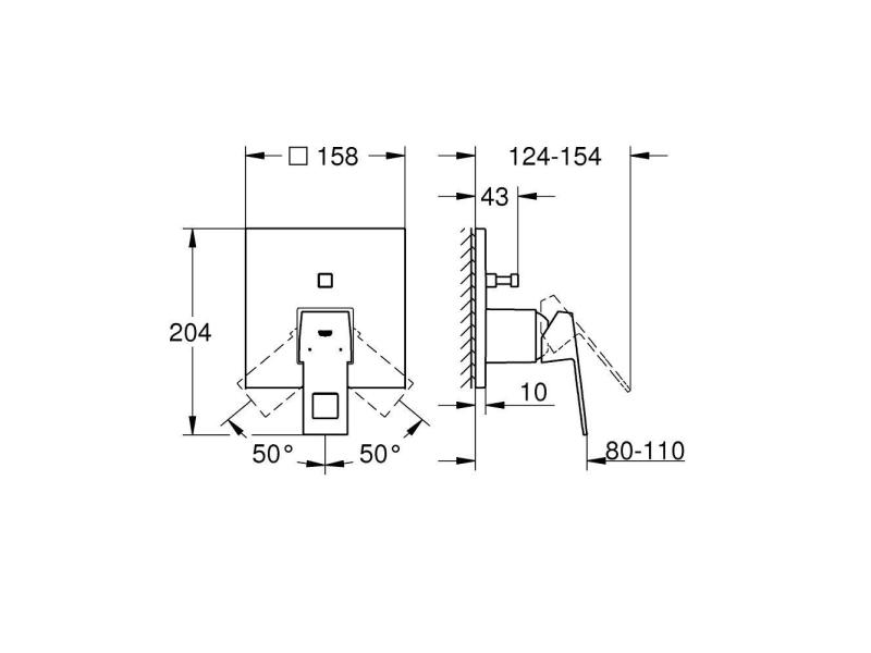 GROHE Badewannenarmatur Eurocube 46 mm, Chrom