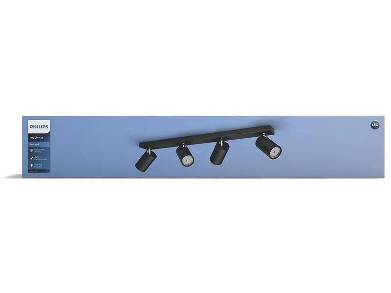 Philips Aufbauspot Kosipo, 4 x GU10, max.5.5 W, Schwarz